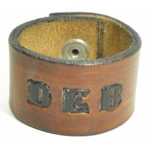 Chunky Leather Bracelet Brown Bangle Snap Name Deb Personalized Wide